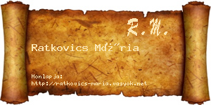 Ratkovics Mária névjegykártya